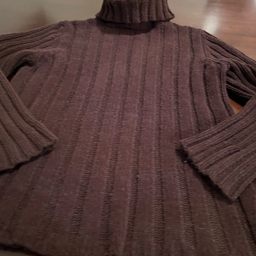 Chunky Chocolate Brown Ribbed Turtleneck Sweater